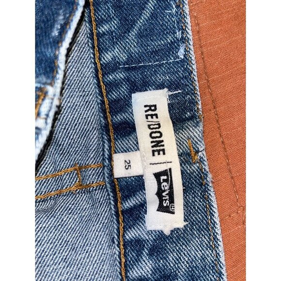 Re/Done Levis High-Rise Wide-Leg Raw Hem Jeans  Womens Size 25 - Picture 6 of 15